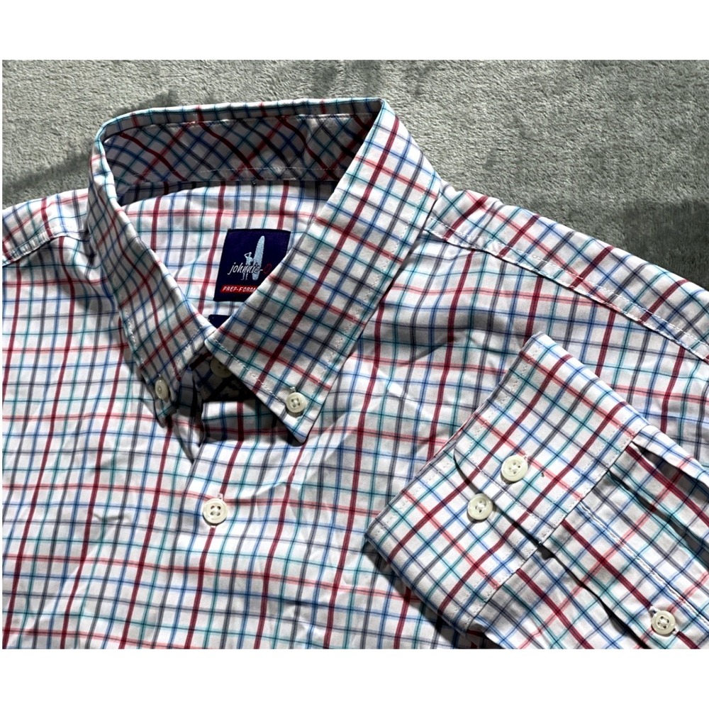 Johnny-O Prep-Formance Plaid Button Down Shirt Mens XL Bamboo Stretch